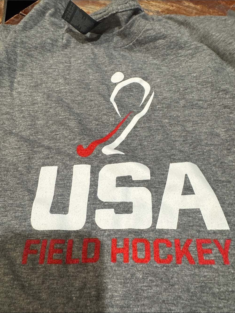 USA Field Hockey Graphic Tee - Gray with White & Red Logo - Picture 4 of 5